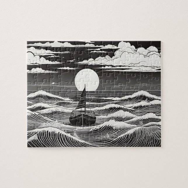 Quebra-cabeça Voz da Lua da Noite Náutica na Água (Horizontal)