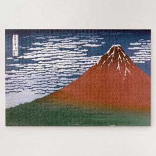 Quebra-cabeça Vulcão Red Fuji "Fujiyama" em Woodcut Japonês
