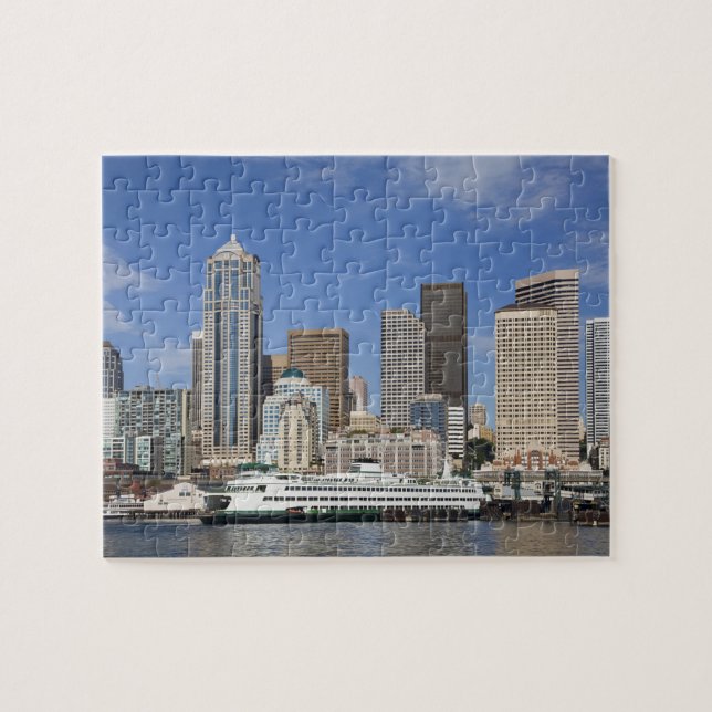 Quebra-cabeça WA, Seattle, panorama de Seattle com balsa (Horizontal)