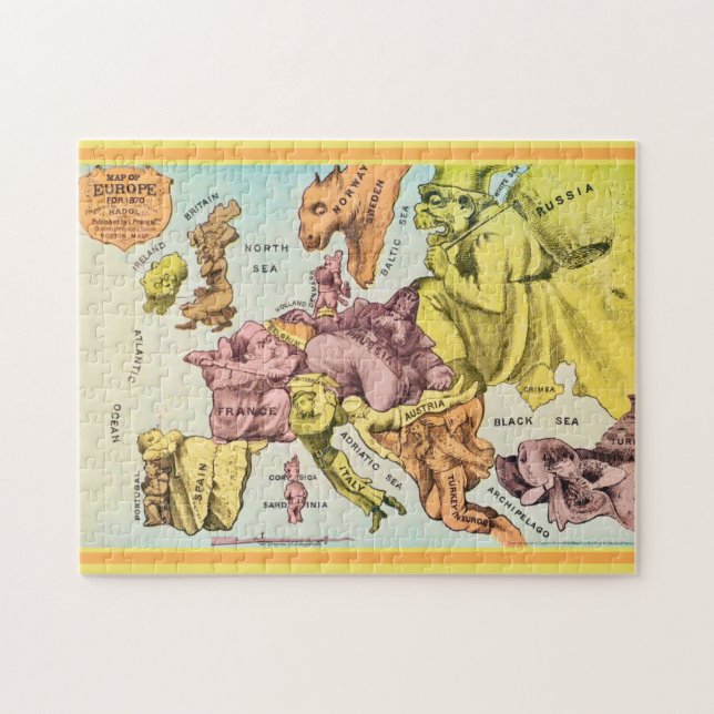 Quebra-cabeça Wacky 11x14 Old Europe Map Puzzle (Horizontal)