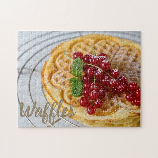Quebra-cabeça Waffles caseira com groselhas para dentes doces (Horizontal)