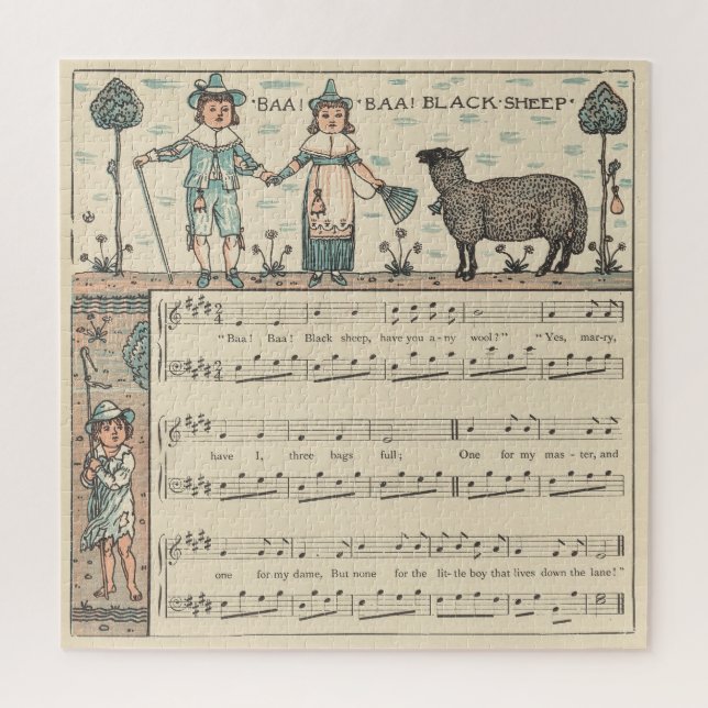Quebra-cabeça Walter Crane Baa Baa Ovelha Negra Rima Infantil (Vertical)