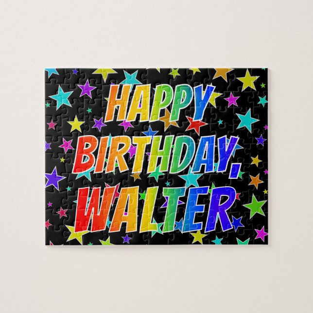 Quebra-cabeça "WALTER" Primeiro Nome, Diversão "FELIZ ANIVERSÁRI (Horizontal)