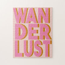 Wanderlust Typografia Wall Art Poster a rosa