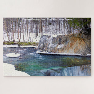 Quebra-cabeça Warren Falls Vermont. Saudações de Natal