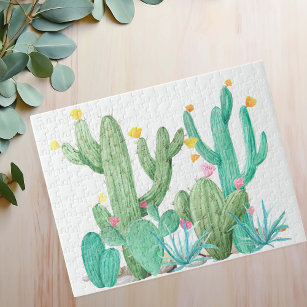 Quebra-cabeça Watercolor Cactus Garden Cacti Desert Southwest