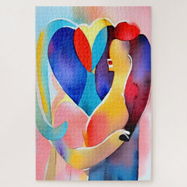 Quebra-cabeça Watercolor Heart of Love Art