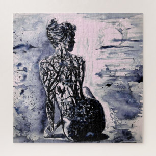 Quebra-cabeça Watercolor - Nature Lady - Art - Personalizável