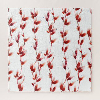 Quebra-cabeça Watercolor Pussy-Willow Pattern: Nature Beauty.