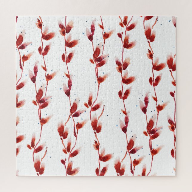 Quebra-cabeça Watercolor Pussy-Willow Pattern: Nature Beauty. (Vertical)