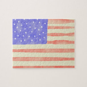 Quebra-cabeça Watercolor rustic bandeira americana
