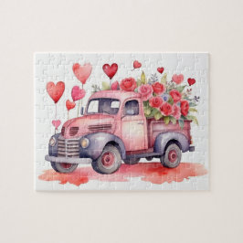 Quebra-cabeça Watercolor Valentine's Sweetheart Truck