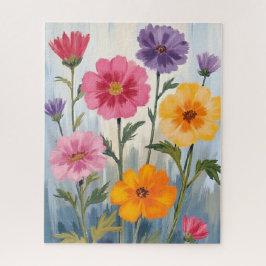 Quebra-cabeça Watercolor Wildflowers | Flower Field Painting 