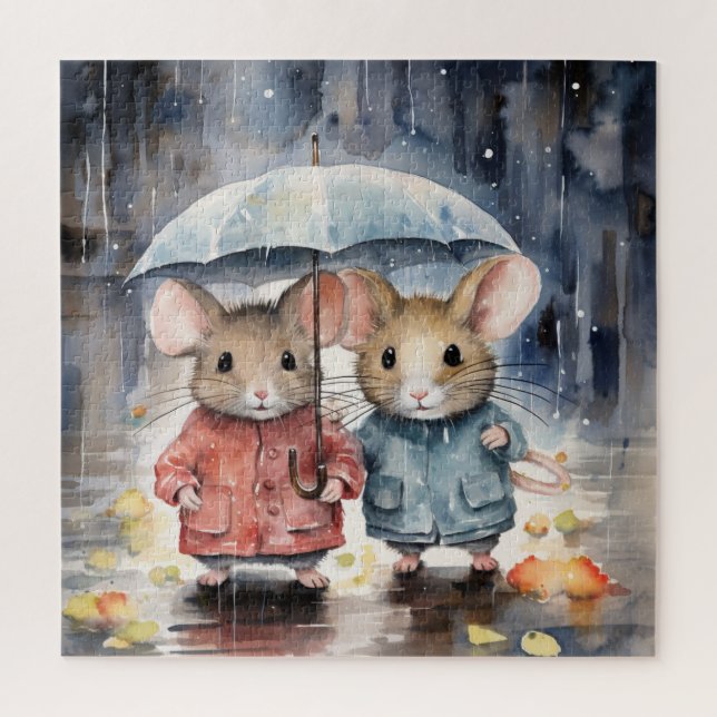 Quebra-cabeça Watercolour Mice in The Rain (Vertical)