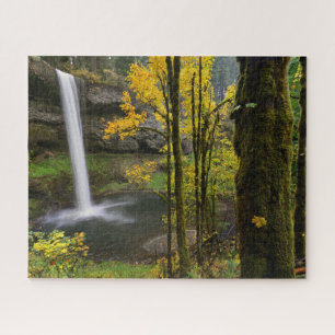 Quebra-cabeça Waterfall in Autumn at Silver Falls State Park