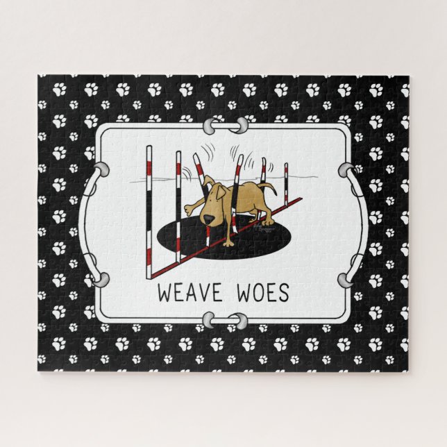 Quebra-cabeça Weave Woes - agilidade engraçada para cães (Horizontal)