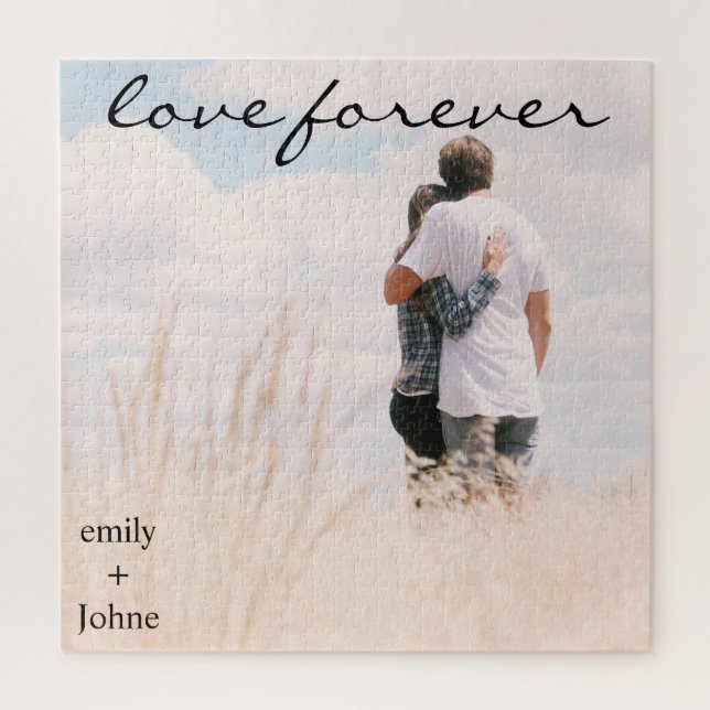Quebra-cabeça Wedding Forever Names Date Photo (Vertical)