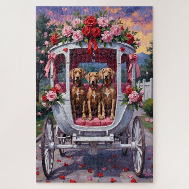 Quebra-cabeça Weimaraner Dog Valentine's Day  (Vertical)