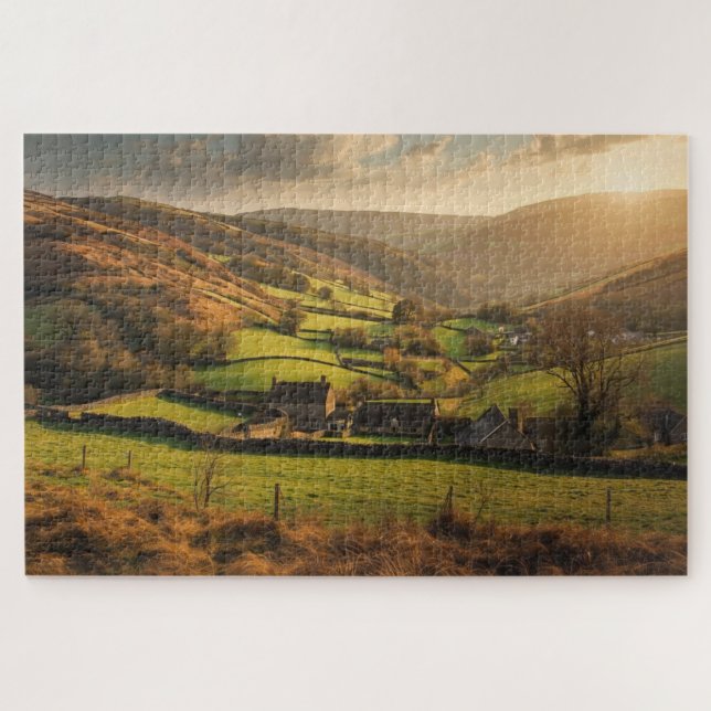 Quebra-cabeça Welsh Countryside Village Jigsaw Puzzle (Horizontal)