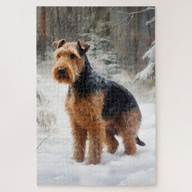 Quebra-cabeça Welsh Terrier Deixe-o nevar no Natal (Vertical)