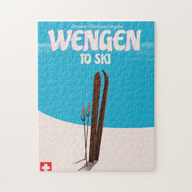 Quebra-cabeça Wengen, Suiça, Ski Poster (Vertical)