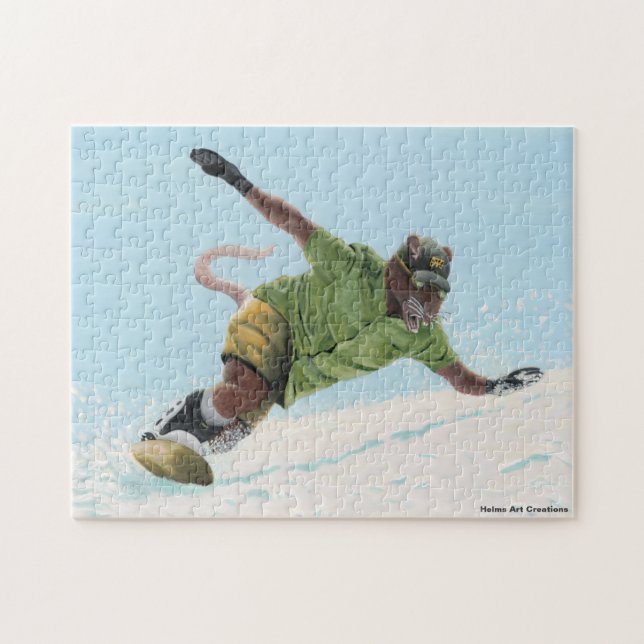 Quebra-cabeça Wererat Snowboarder Fantasy Art Medium Quebra-cabe (Horizontal)