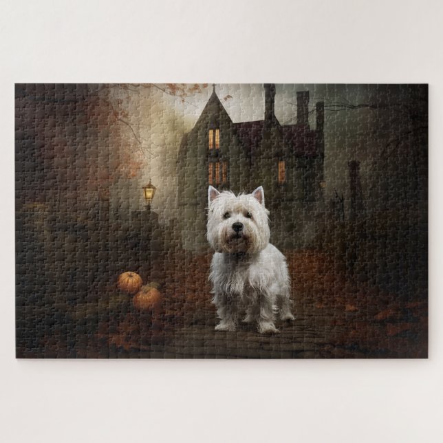 Quebra-cabeça West Highland White Terrier Halloween Scareen (Horizontal)