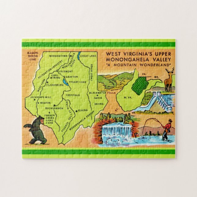Quebra-cabeça  West Virginia Monongahela Valley Map (Horizontal)