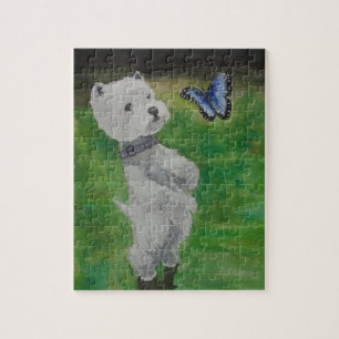 Quebra-cabeça Westie com borboleta