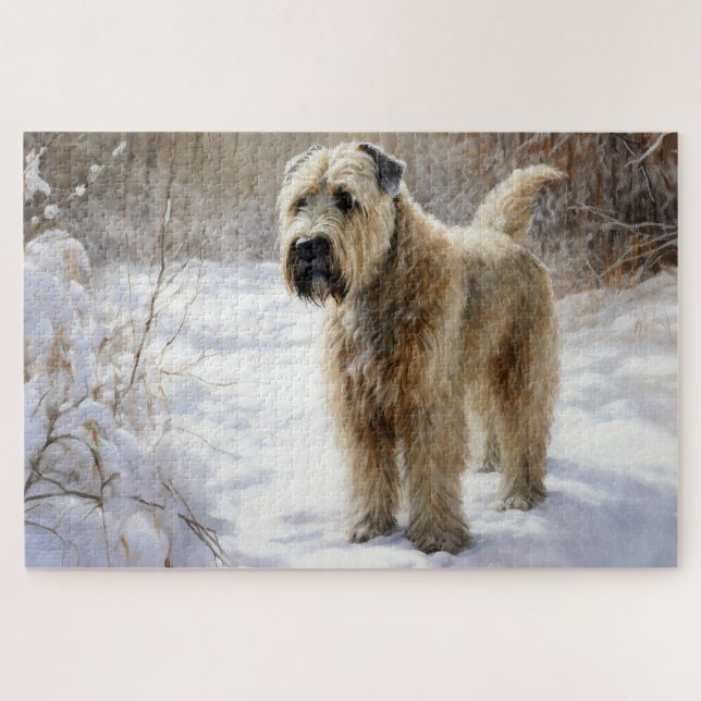 Quebra-cabeça Wheaten Terrier Deixe Nevar Natal (Horizontal)
