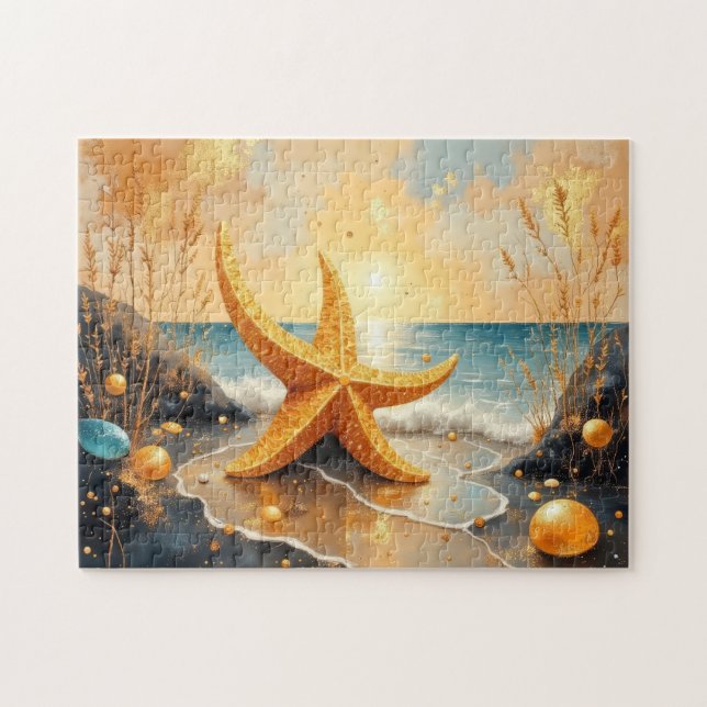 Quebra-cabeça whimsical art starfish painting (Horizontal)