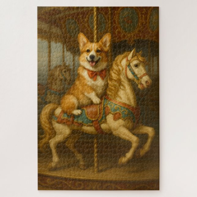 Quebra-cabeça Whimsical Elegant Corgi Carousel (Vertical)