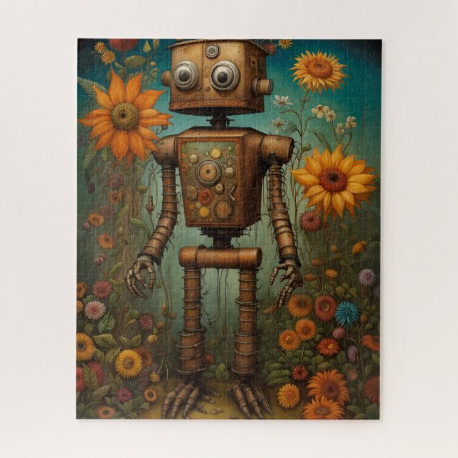 Quebra-cabeça Whimsical Garden Robot | Arte Digital (Vertical)