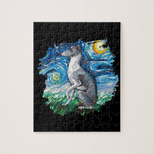Quebra-cabeça Whippet Italiane Greyhound Starry Night Dog Art