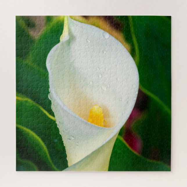 Quebra-cabeça White Calla Lily Macro Botanical Photo Nature Art (Vertical)