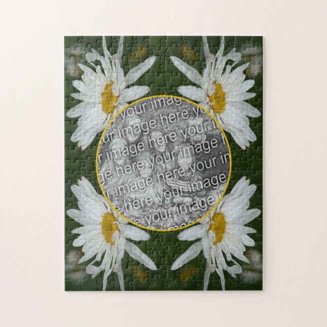 Quebra-cabeça White Daisy Flower Frame Adicionar Sua Própria Fot (Vertical)