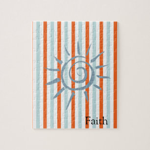 Quebra-cabeça White e Orange Stripe Sun