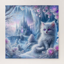 White Kitten em Fantasy Ice Kingdom