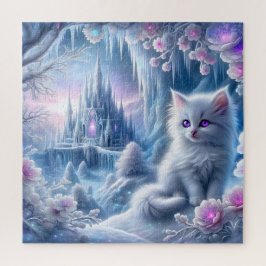 Quebra-cabeça White Kitten em Fantasy Ice Kingdom