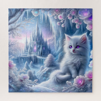 Quebra-cabeça White Kitten em Fantasy Ice Kingdom