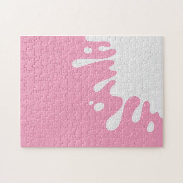 Quebra-cabeça White Paint Splash on Amaranth Pink Serious (Horizontal)