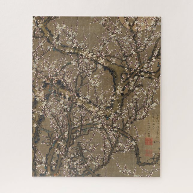 Quebra-cabeça White Plum Blossoms and Moon by Ito Jakuchu (Vertical)