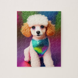 Quebra-cabeça White Poodle com Creme Ears no Rainbow Sparkle