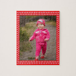Quebra-cabeça White Stars Red Frame Imagem Sua Foto