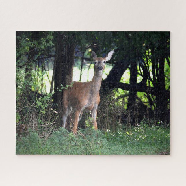 Quebra-cabeça Whitetail Doe Emerges from the Woods (Horizontal)