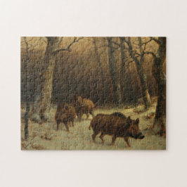 Quebra-cabeça Wild Boars in the Snow (por Rosa Bonheur)