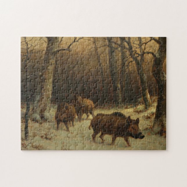 Quebra-cabeça Wild Boars in the Snow (por Rosa Bonheur) (Horizontal)