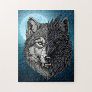Quebra-cabeça Wild Nature Crow-Raven Wolf