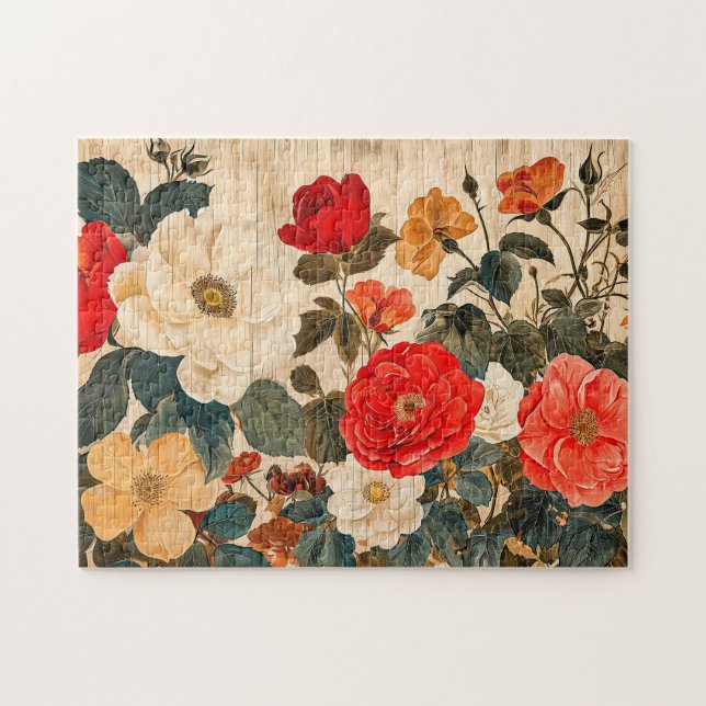Quebra-cabeça Wild Rose Mix on Weathered Wood (Horizontal)