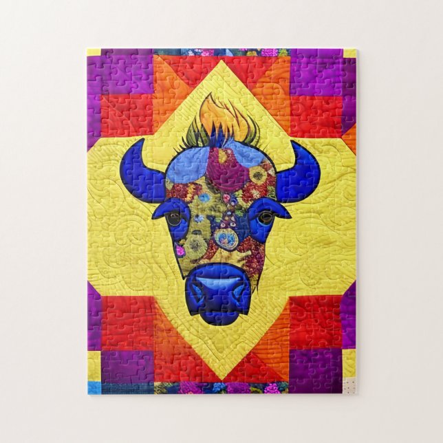 Quebra-cabeça Wild West Bison Quilt Like Design (Vertical)